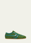 Dries Van Noten Mixed Leather Retro Runner Sneakers In Green
