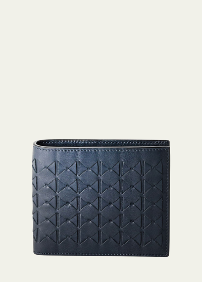 Serapian Men's Mosaico Leather Billfold Wallet In Navy Blue