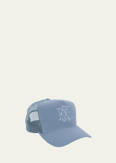 Amiri Men's Ma Logo Cotton Trucker Hat In Ashley Blue