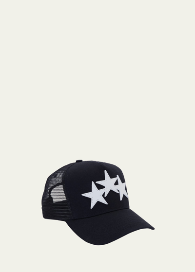 Amiri Men's Three Star Trucker Hat In Black