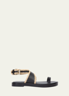 3.1 Phillip Lim Naya Raffia Leather Ankle-strap Sandals In Natural Blk