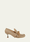 Jw Anderson 55 Suede Loafer Pumps In Beige