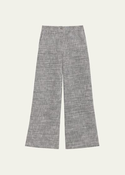 Theory Tweed Wide-leg Cargo Pants In Black