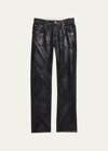 Helmut Lang Men's Low-rise Metallic Foil Denim Relaxed-leg Jeans In Blkdtsmtl