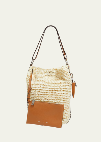 Proenza Schouler White Label Raffia & Leather Bucket Bag In Ivory