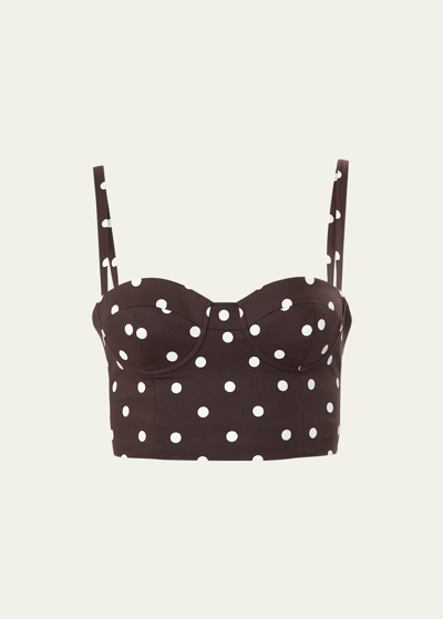 Carolina Herrera Cropped Cotton Bustier Top In Brown