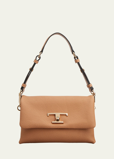 Tod's Mini Flap Calfskin Leather Shoulder Bag In Kenia Scuro