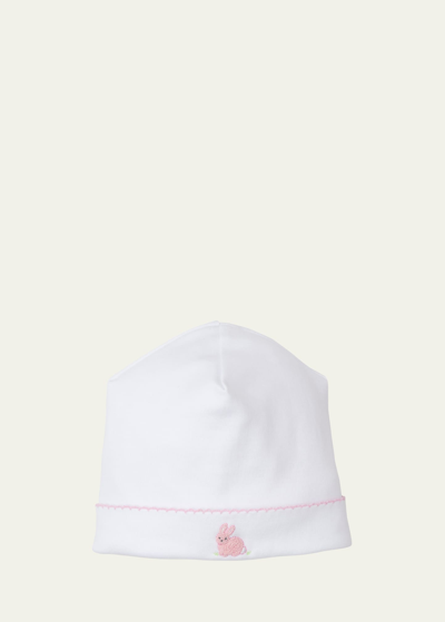 Kissy Kissy Kids' Girl's Hand-embroidered Cottontail Hollows Hat In White/pink