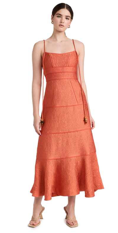 Alexis Vereda Sculpted Jacquard Midi Dress In Orange