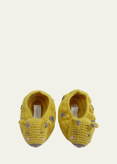 Albetta Kid's Crochet-knit Giraffe Booties In Yellow