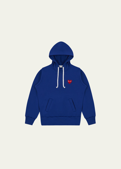 Comme Des Garçons Men's Play Heart Pullover Hoodie In Navy - 2