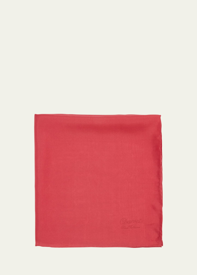 Charvet Men's Silk Logo-print Pocket Square In Red