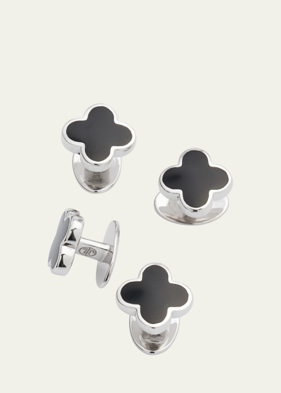 Jan Leslie Men's Mother-of-pearl Clover Shirt Studs In Metallic