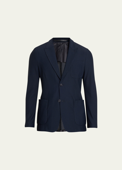 Giorgio Armani Men's Icon Waffle-texture Single-breasted Sport Coat In Navy