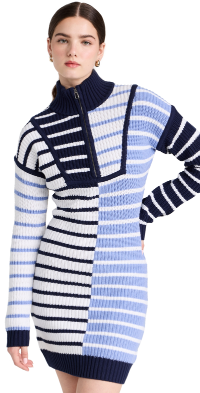 Staud Mini Hampton Dress In Adriatic Stripe In Blue