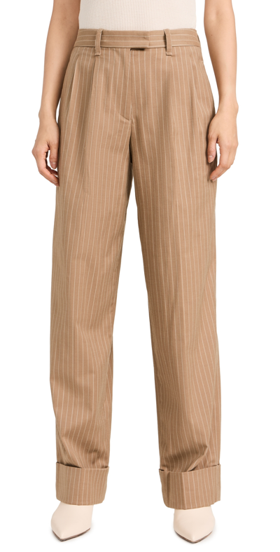 Rag & Bone Marianne Wool Stripe Pants Camel Stripe