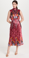 Saloni Fleur Printed Silk-crepe Midi Dress In Hibiscus Flourish Plmt