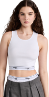 Hommegirls Pajama Crop Top With Logoed Elastic Band In White