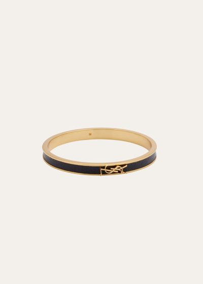 Saint Laurent Thin Logo Bangle Bracelet In Nero