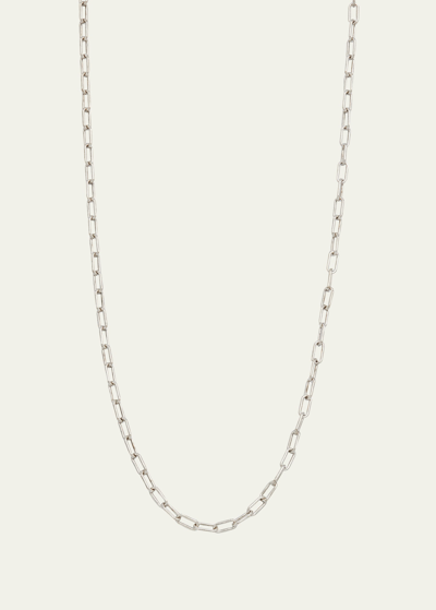 Saint Laurent Rectangular Long Chain Necklace, 42"l In Old Silver