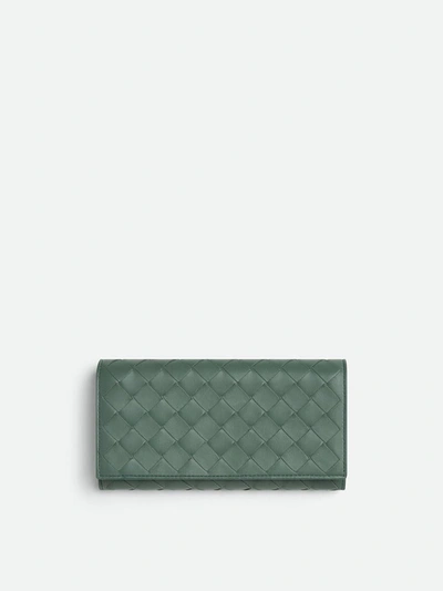 Bottega Veneta Braided Wallet With Large Flap Accessories In Green