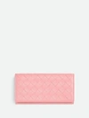 Bottega Veneta Large Intrecciato Flap Wallet In Pink & Purple