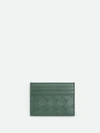 Bottega Veneta Aloe-gold Intrecciato Leather Card Holder In Green