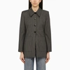 Ganni Single Breasted Jacket With Grey Stripes In Grey