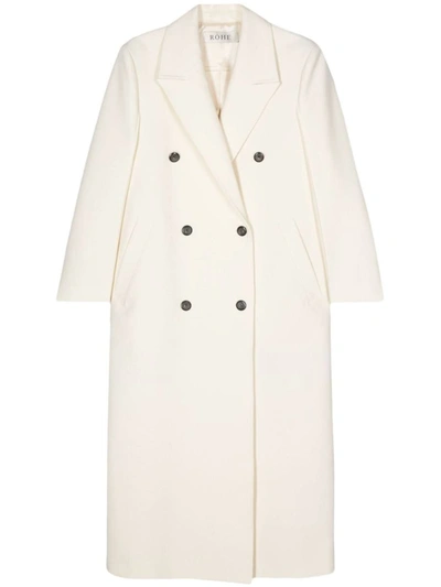 Rohe Double-breasted Twill Coat In White