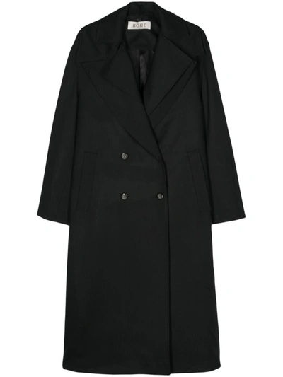 Rohe Double-breasted Wool Midi Coat In Black