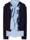 Tory Burch Cut-out Cashfeel Cardigan In Blue