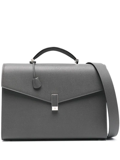 Valextra Iside Leather Handbag In Grey