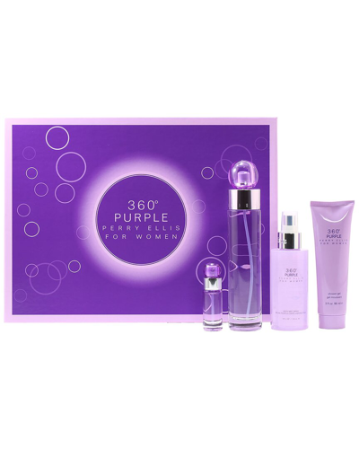 Perry Ellis Women's 360 Purple 4pc Set In White