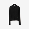 Burberry Collared Ribbed Ekd Top In Black