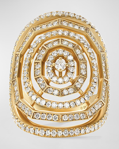 David Yurman 30mm Stax Full Pave Statement Ring With Diamonds And 18k Yellow Gold In 40 White