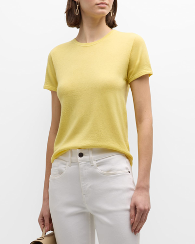 Majestic Cashmere Short-sleeve Crewneck T-shirt In Lemon