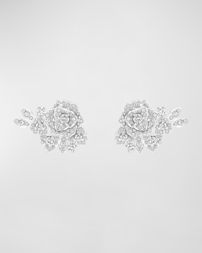 Piaget Rose 18k White Gold Diamond Earrings In 10 White Gold