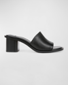 Vince Donna Leather Mule Sandals In Black Leather