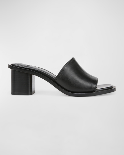 Vince Donna Leather Mule Sandals In Black Leather