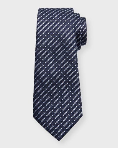 Giorgio Armani Men's Silk Jacquard Geometric Stripe Tie In Blue