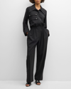 CO WIDE-COLLAR LONG-SLEEVE STRAIGHT-LEG FLIGHT JUMPSUIT