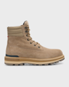 Moncler Men's Peka Leather Lace-up Hiking Boots In Medium Beige