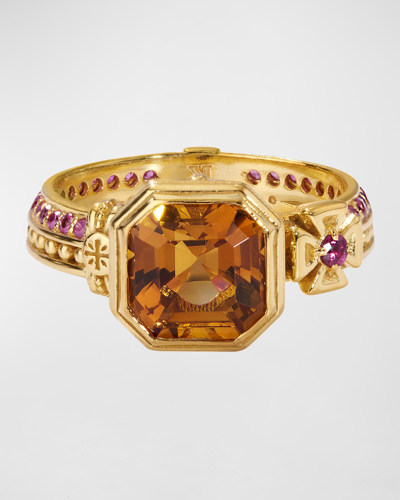 Konstantino Citrine, Pink Sapphire And Ruby Ring