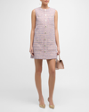 VERONICA BEARD LAUREL TWEED BUTTON-FRONT MINI SHIFT DRESS