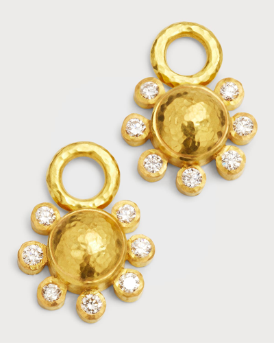 Elizabeth Locke 19k Diamond Domed Earring Charms In 05 Yellow Gold