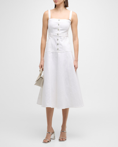 Cinq À Sept Veena Fit & Flare Midi Pinafore Dress In White