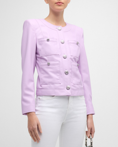 Veronica Beard Ozuna Leather Jacket In Barely Orchid