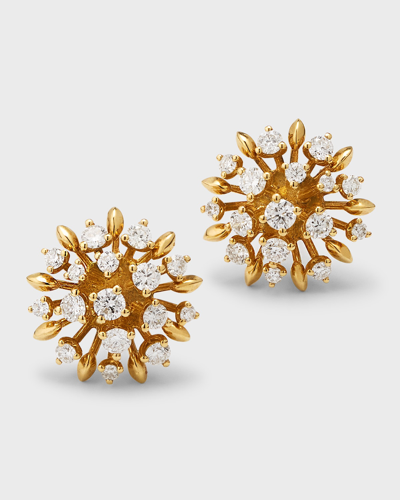 Graziela Gems 18k Yellow Gold Small Diamond Lotus Stud Earrings In 05 Yellow Gold
