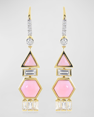 Stevie Wren 18k Yellow Gold Round Dangle Earrings In 25 Pink