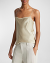 VINCE LAYERED CHIFFON-TRIM SILK CAMI